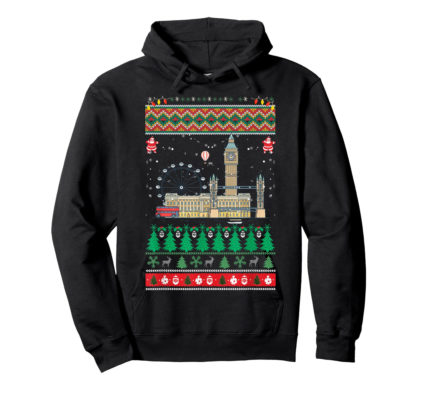 London Christmas Ugly Sweater Big-Ben Holiday Travel UK T-Shirt