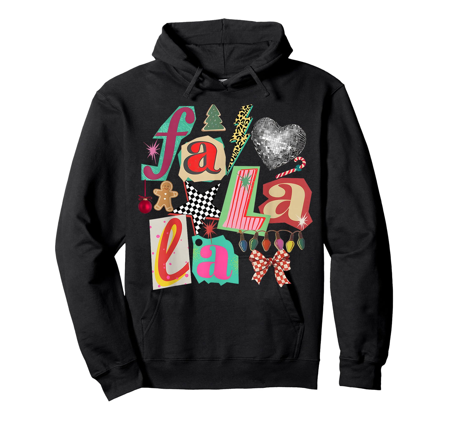 FA La La Retro Christmas Lights Disco Ball Gingerbread Tree T-Shirt
