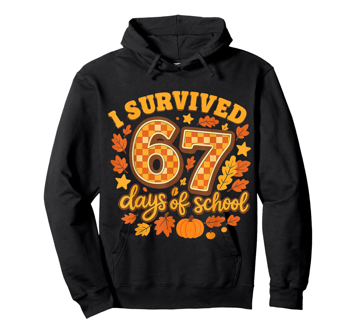 I Survived 67 Days of School Fall Leaves Cute Autumn Graphic T-Shirt