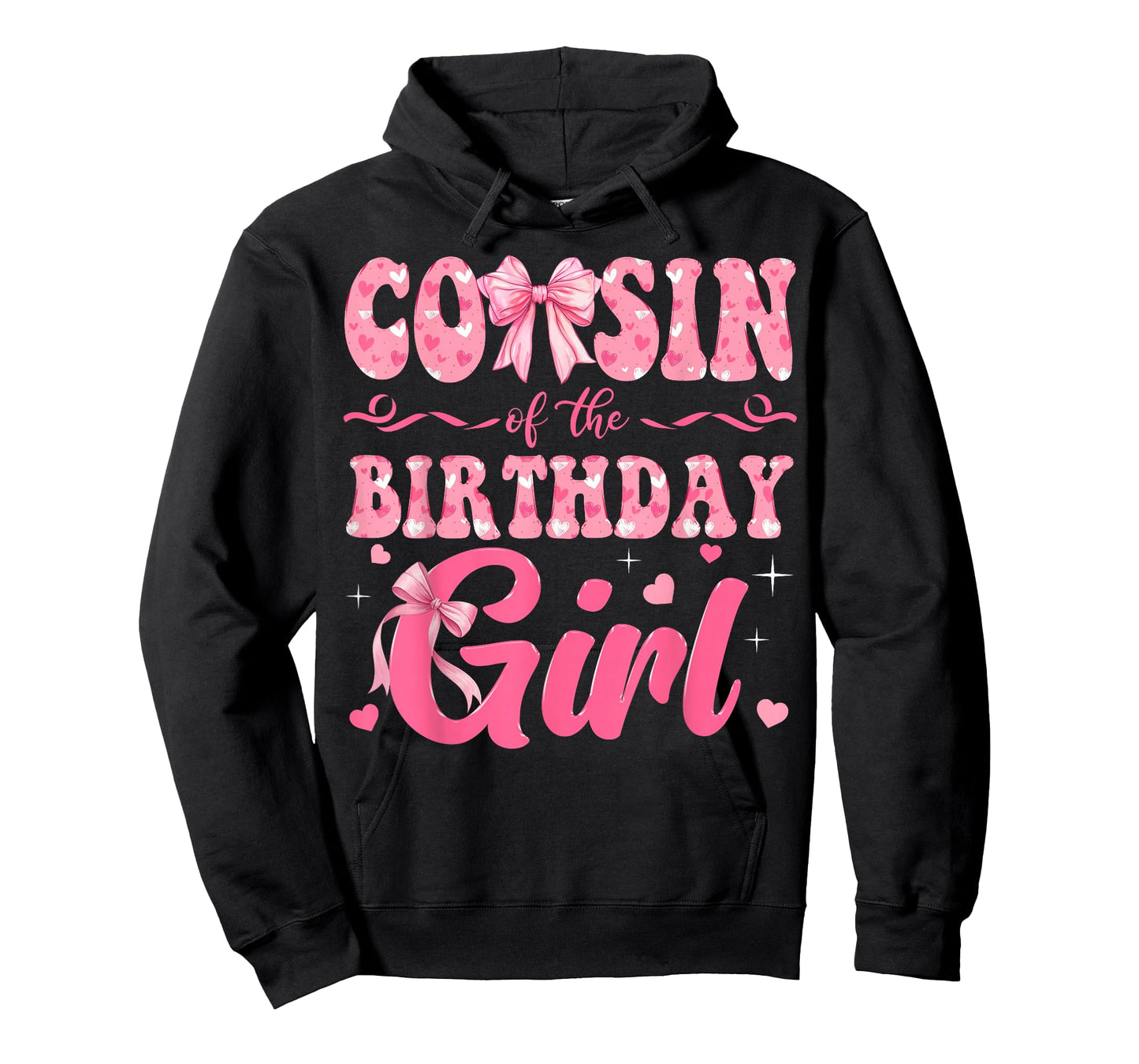 Cousin of The Birthday Girl Family Pink Coquette Bow T-Shirt