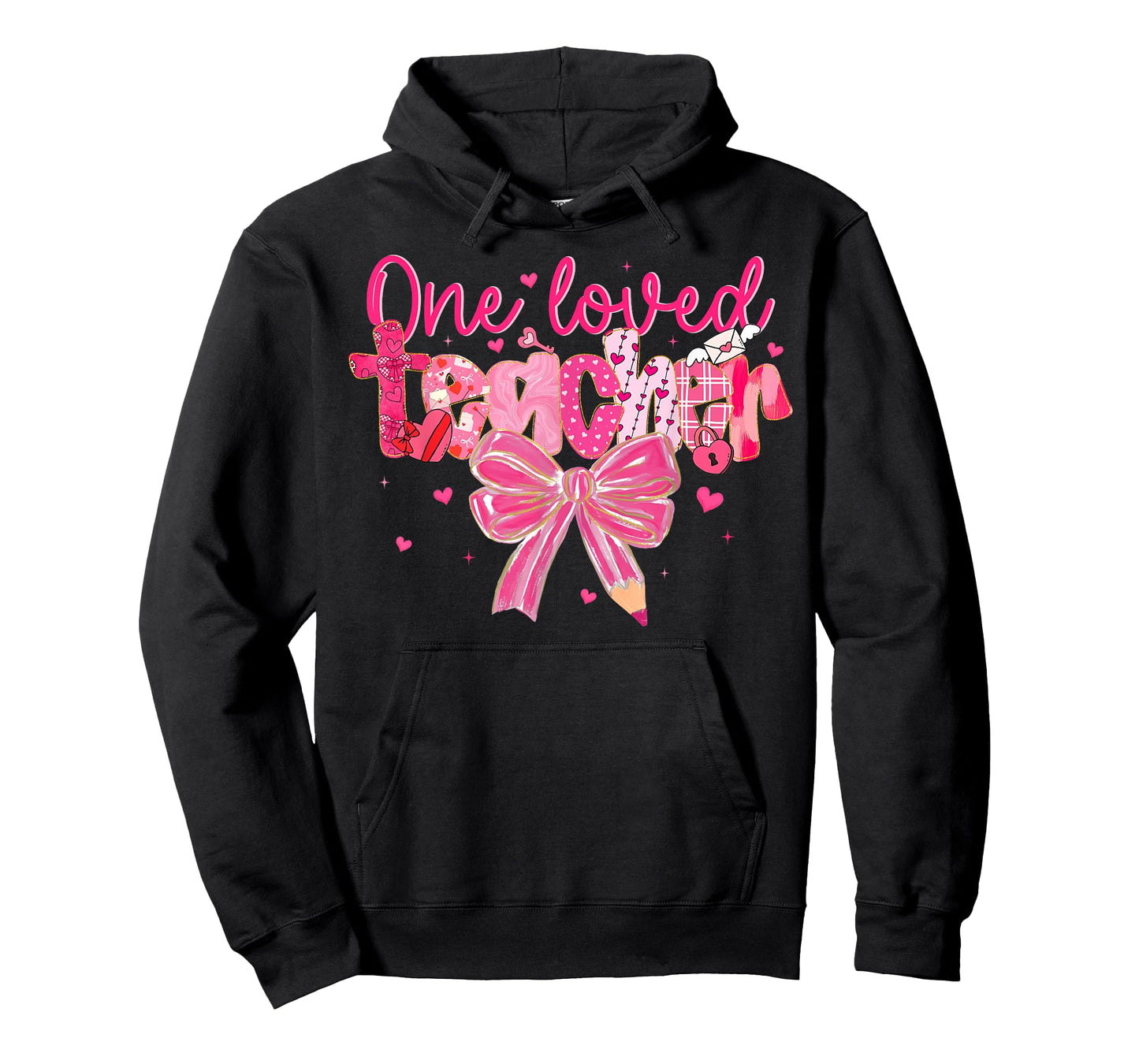 Retro Valentine Teacher One Loved Teacher Coquette Bow T-Shirt