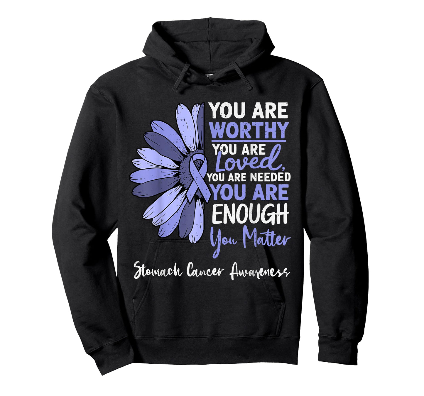 Motivational Stomach Cancer Awareness Ribbon Periwinkle Blue T-Shirt