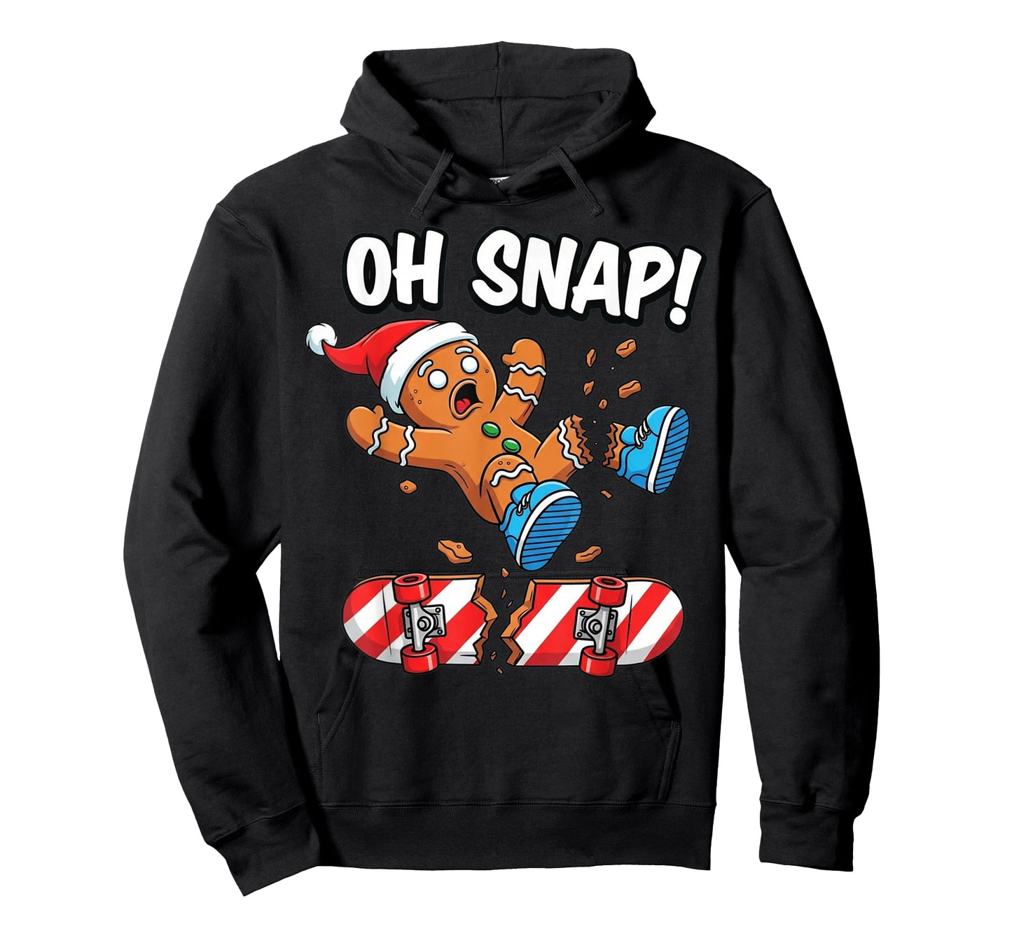Funny Oh Snap Gingerbread Man Skateboard Christmas Pajama T-Shirt