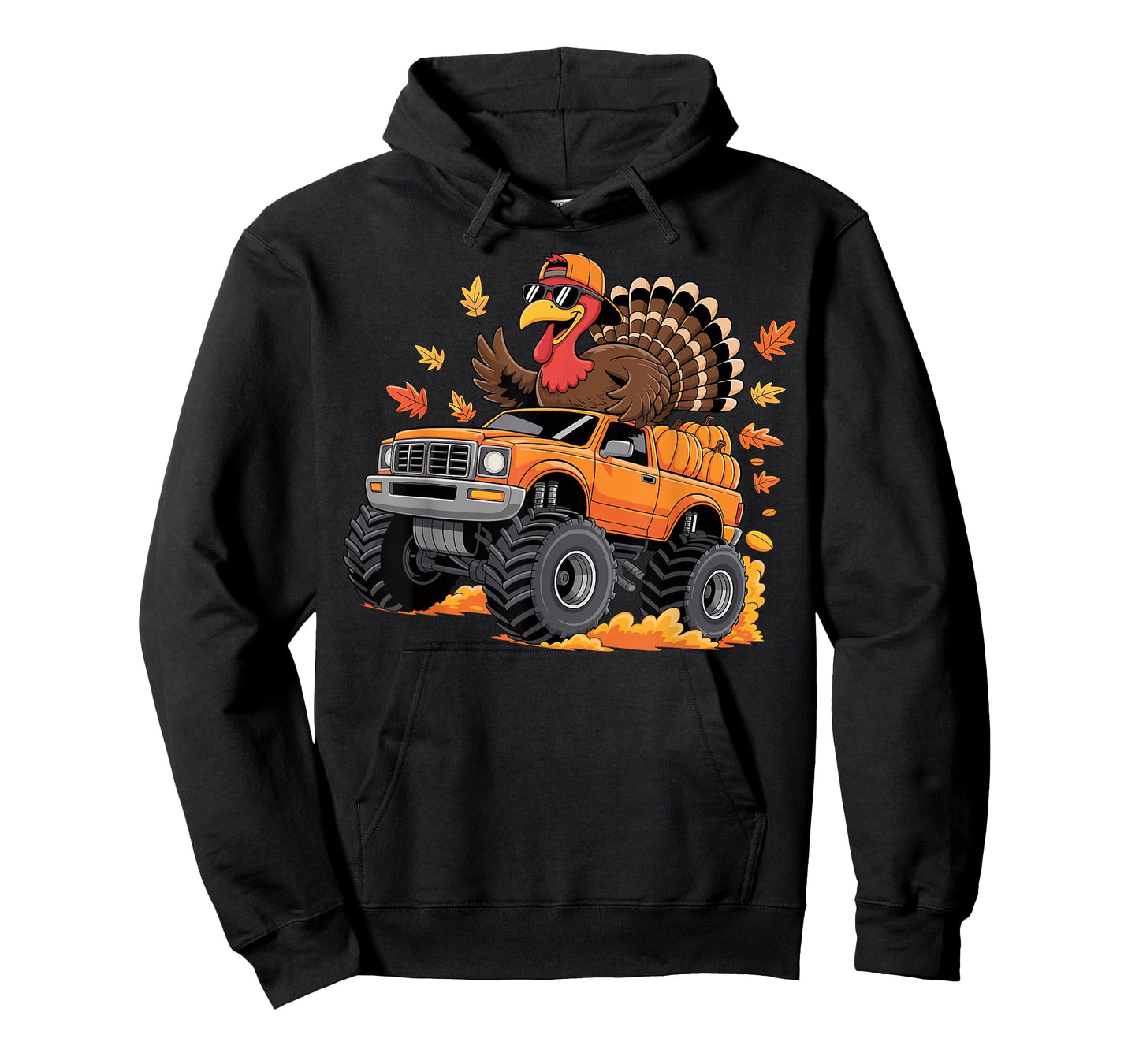 Thanksgiving Turkey Riding Monster Truck Boys Kids Youth T-Shirt