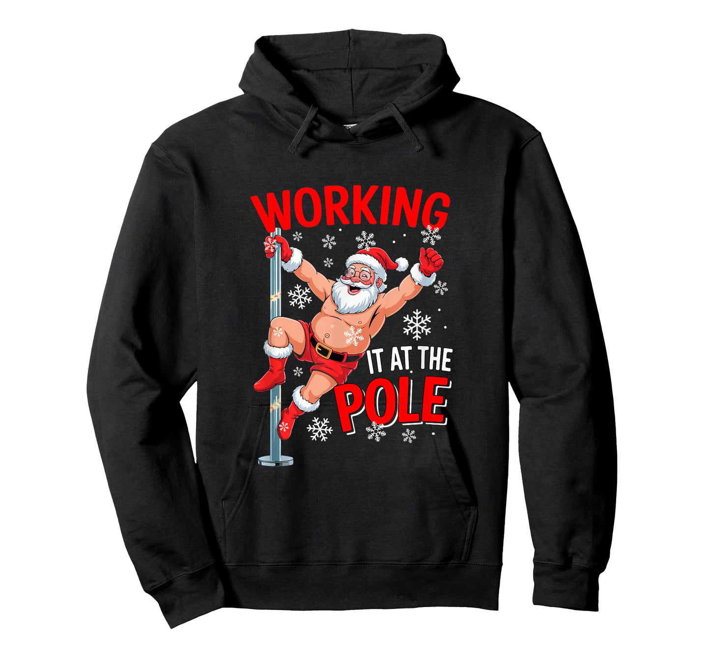 Working at Pole Xmas Santa Dancing Funny Joke Dirty Adult T-Shirt