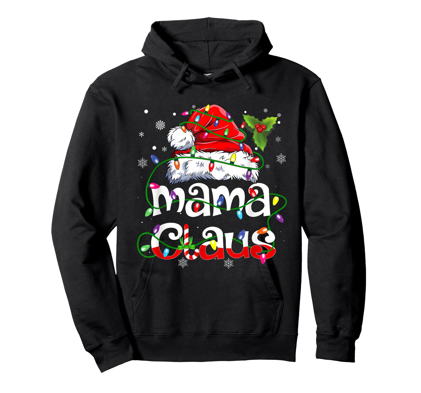 Mama Claus Shirt Christmas Lights Pajama Family Matching T-Shirt