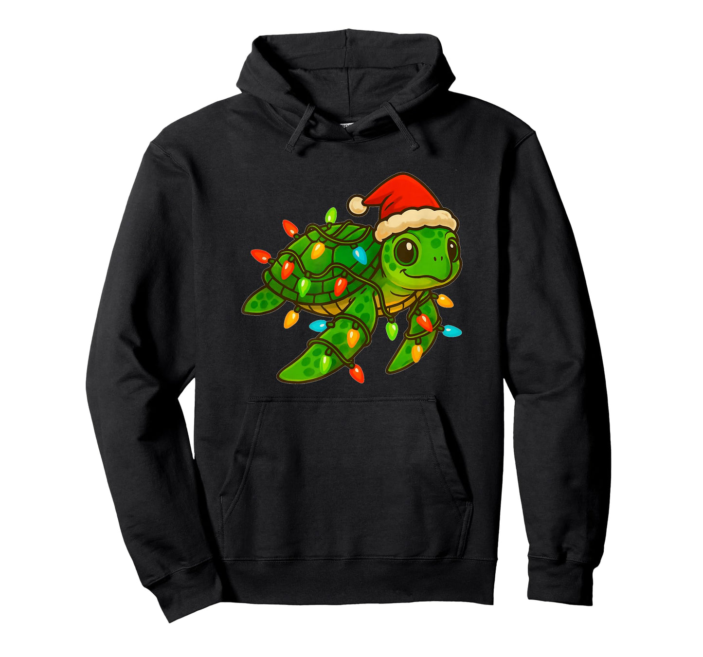 Cute Christmas Sea Turtle Santa Hat Christmas Lights T-Shirt