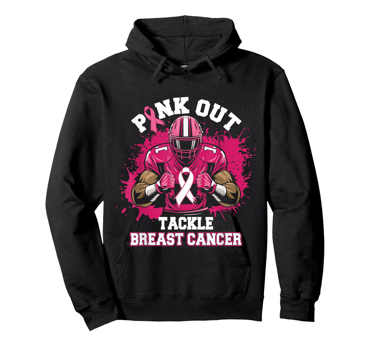 Football Pink Out Tackle Breast Cancer Awareness Graphic T-Shirt