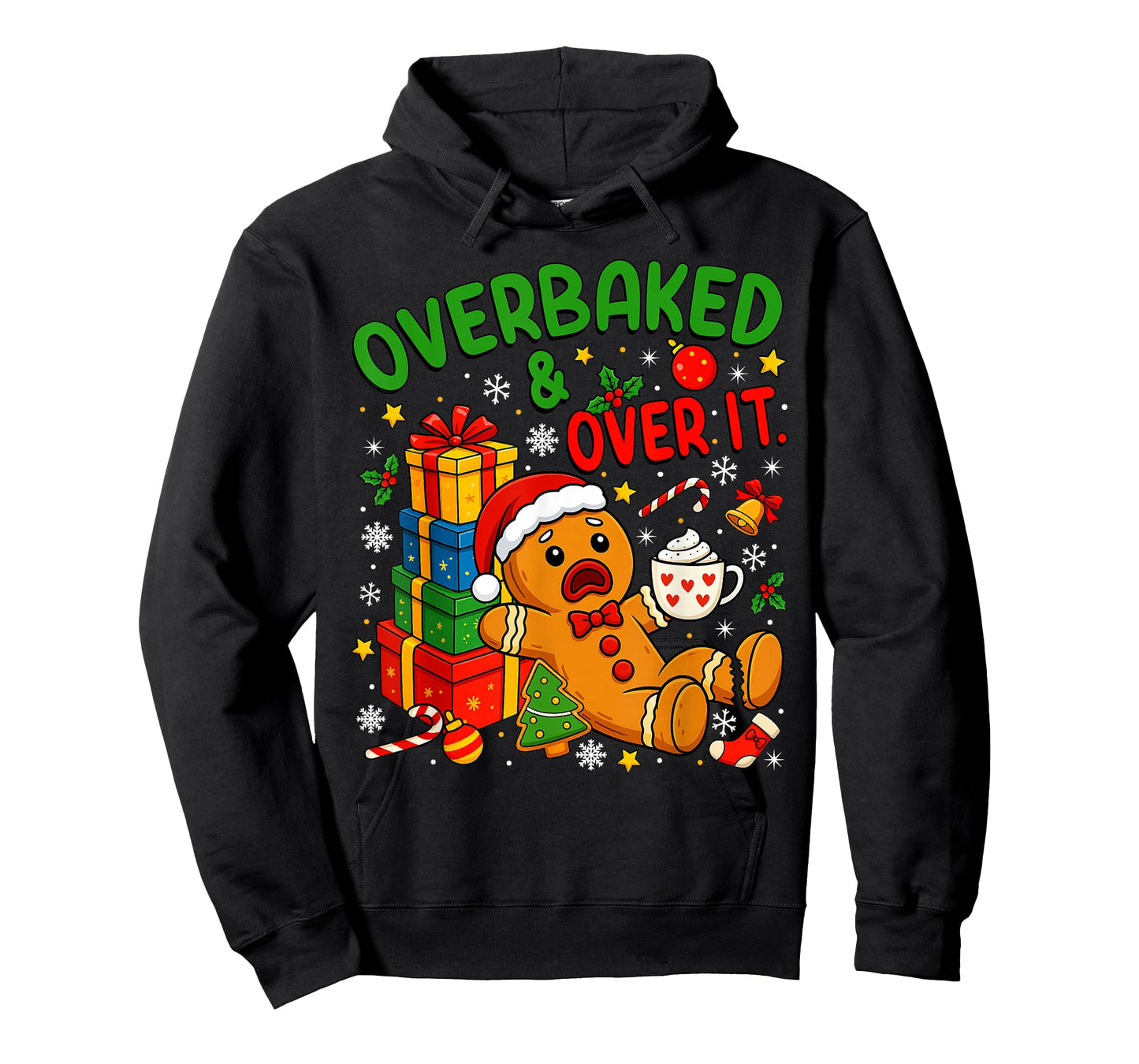 Overbaked and Over It Christmas Cookies Gingerbread Man Kids T-Shirt
