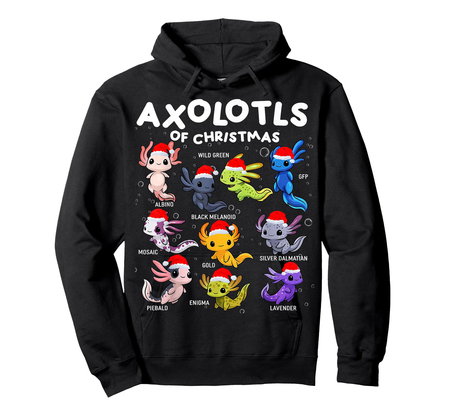Axolotls Santa Hat Christmas Pajama Cute Animal Axolotl Xmas T-Shirt