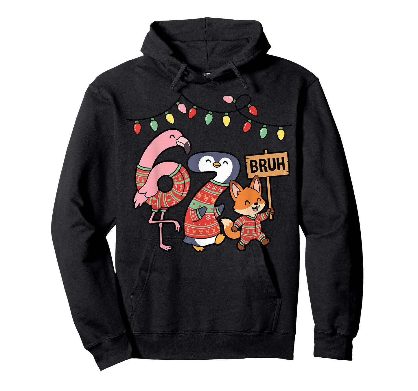 Flamingo Penguin Fox 67 Bruh Funny Christmas Animals T-Shirt