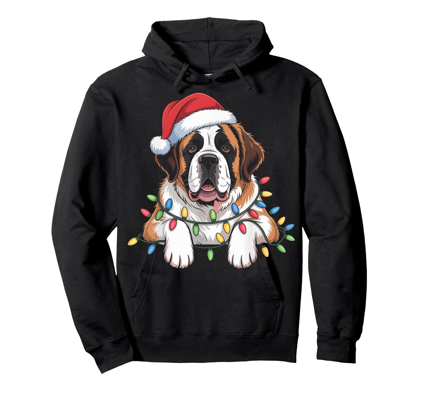 Saint Bernard Dog Christmas Lights Santa Gifts T-Shirt