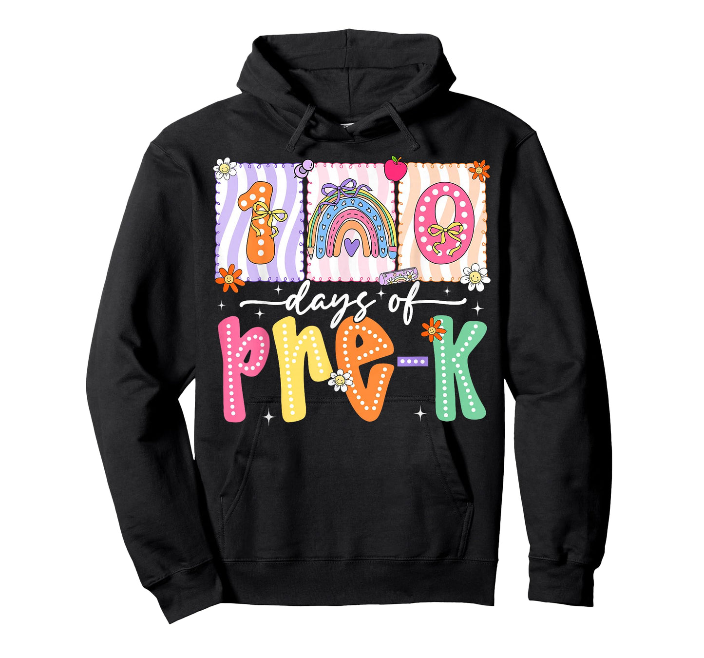 Preppy Rainbow Coquette Bow 100 Days of Pre-K Girl Kid T-Shirt