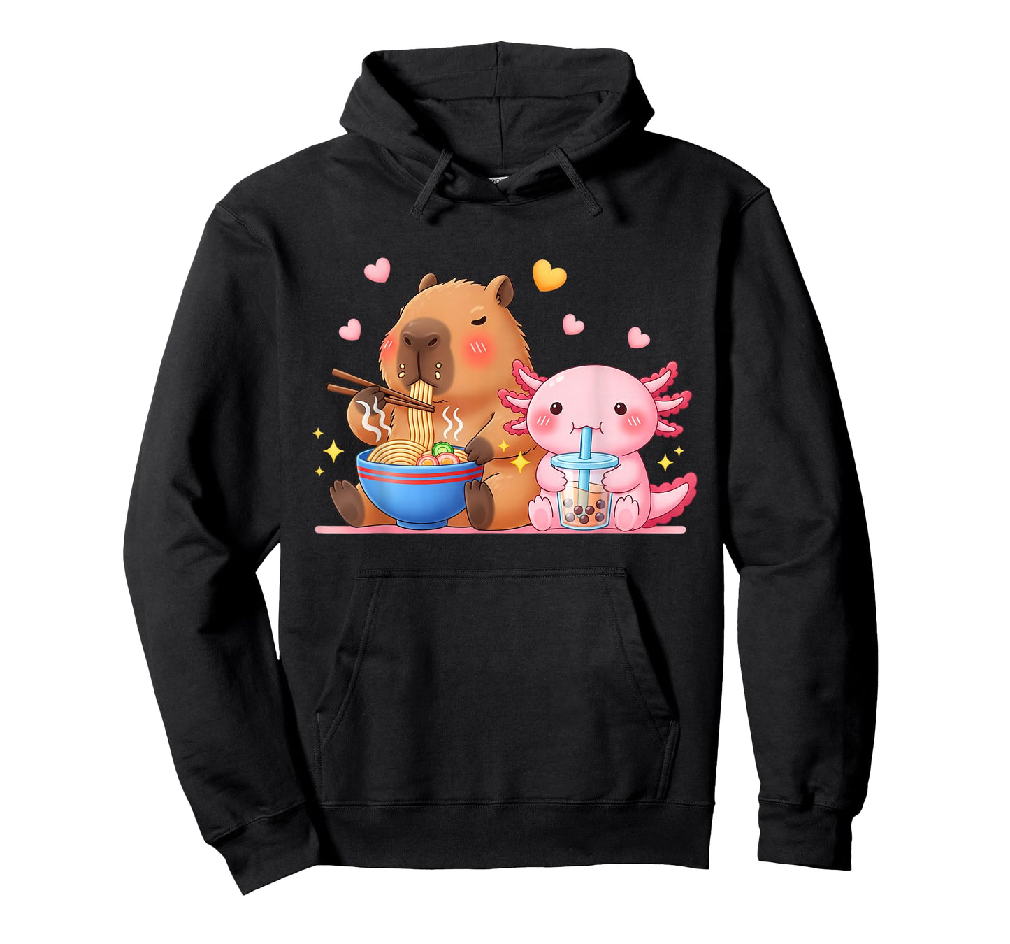 Cute Capybara Ramen and Axolotl Boba Kawaii Boys Girls Kids T-Shirt