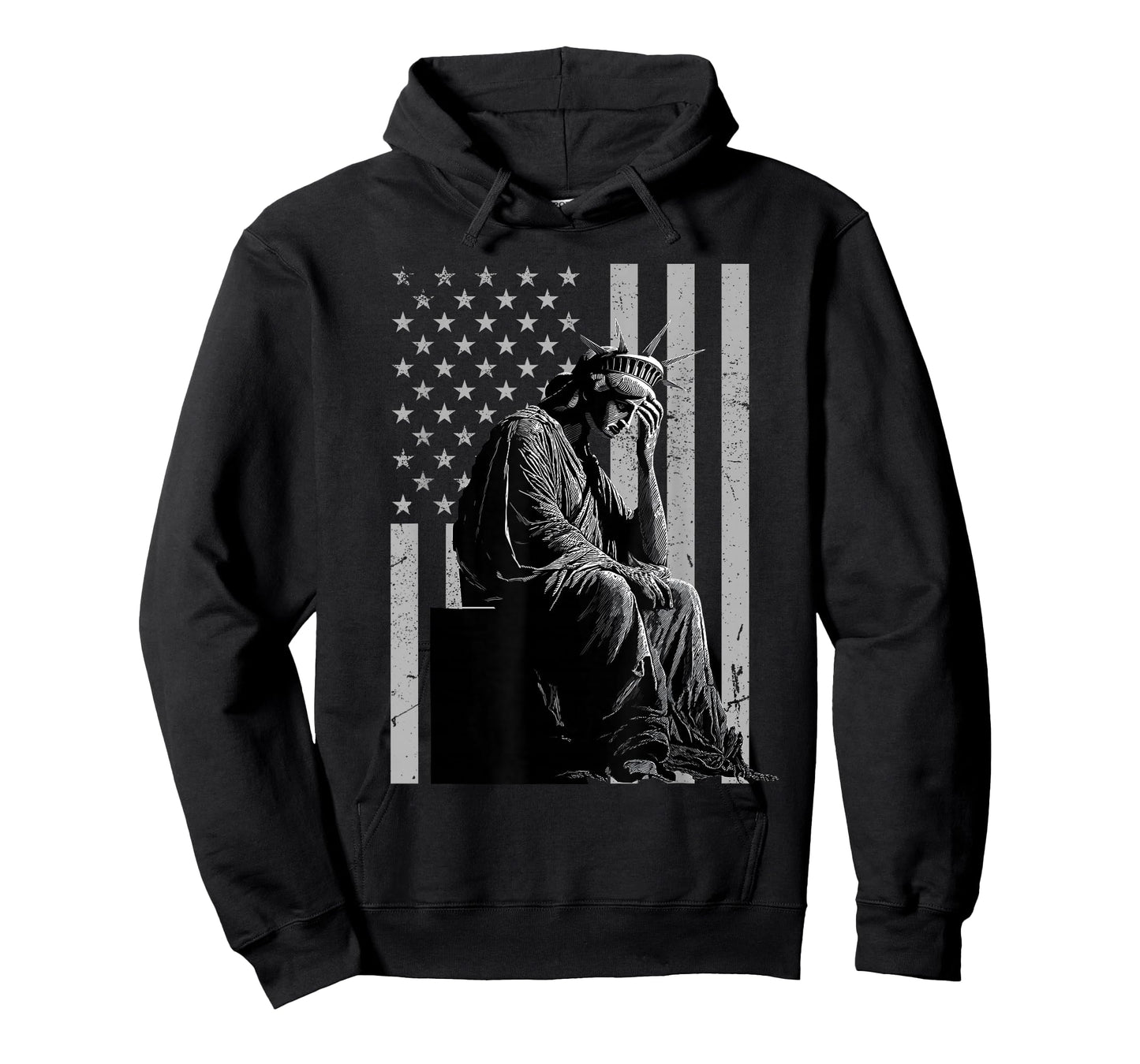 Statue of Liberty Weeping Distressed US Flag T-Shirt