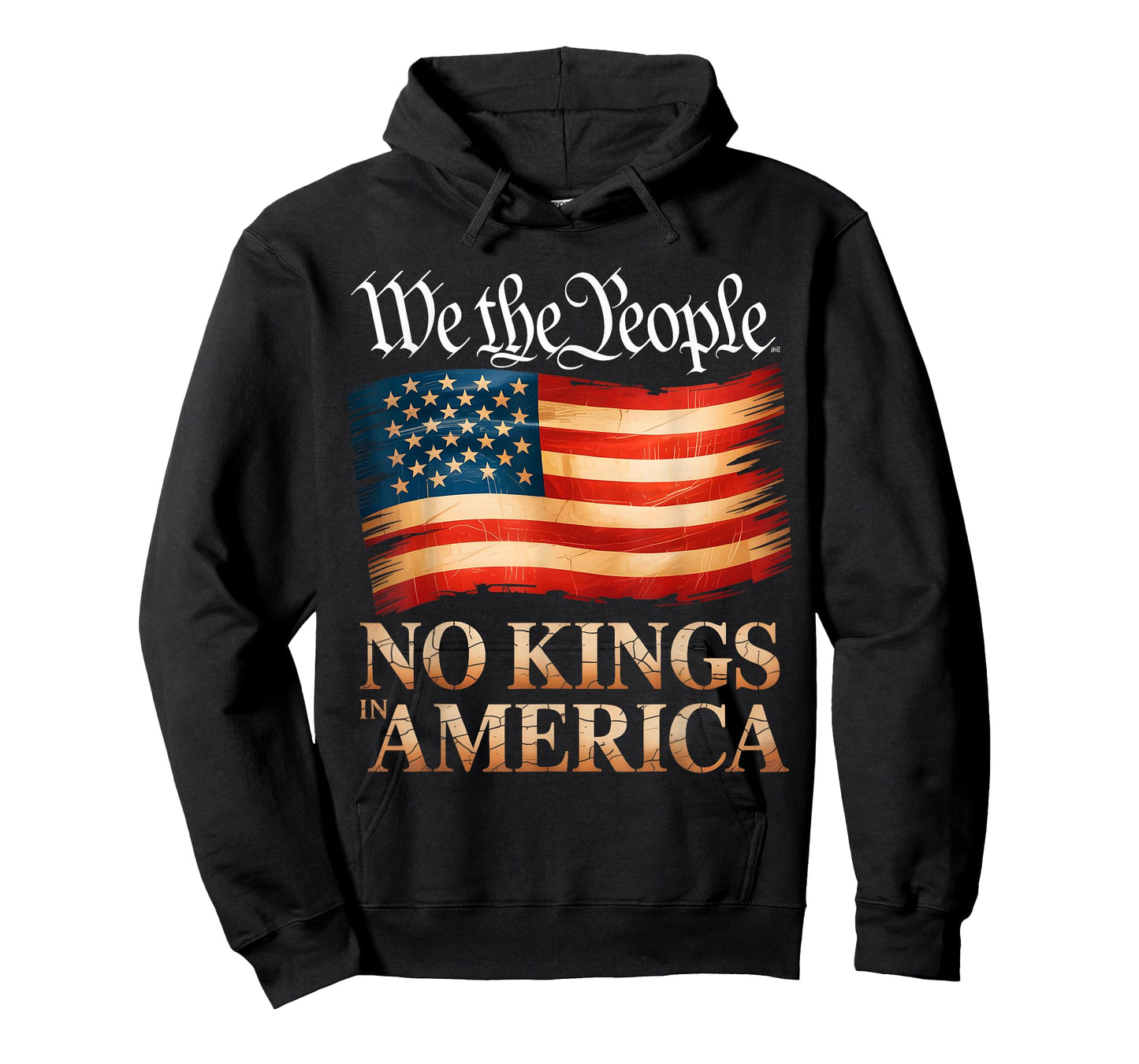 No Kings in America US Flag Vintage Men Women (On Back) T-Shirt