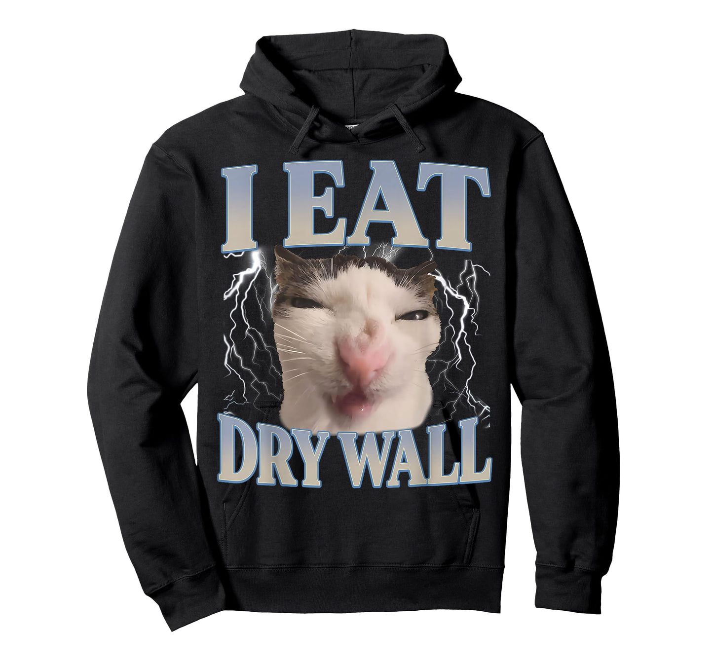 Funny I Eat Dry Wall Silly Cat Meme Men Women Kids Graphic T-Shirt