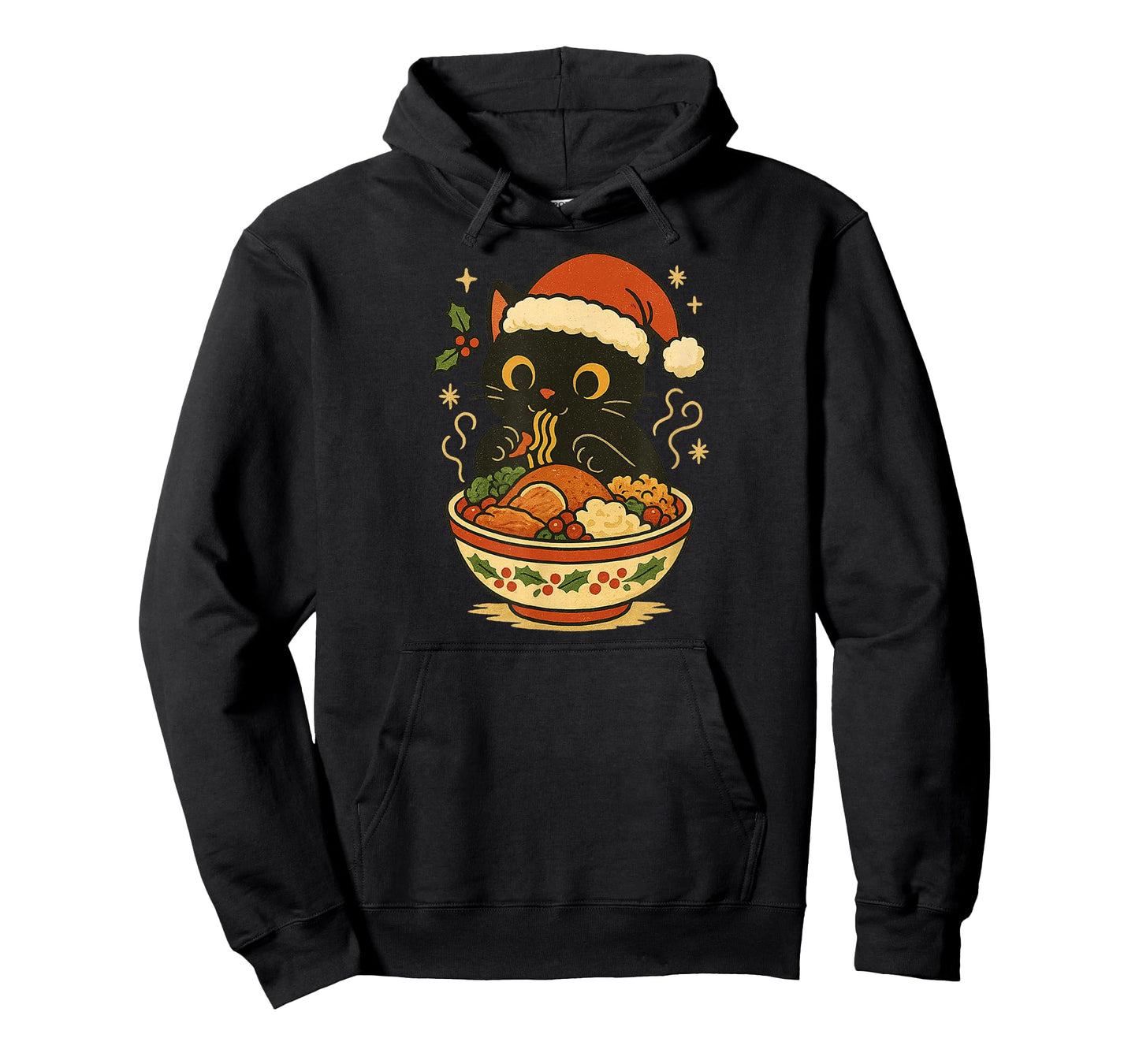 Cute Christmas Cat Eating Ramen Kawaii Japanese Anime T-Shirt