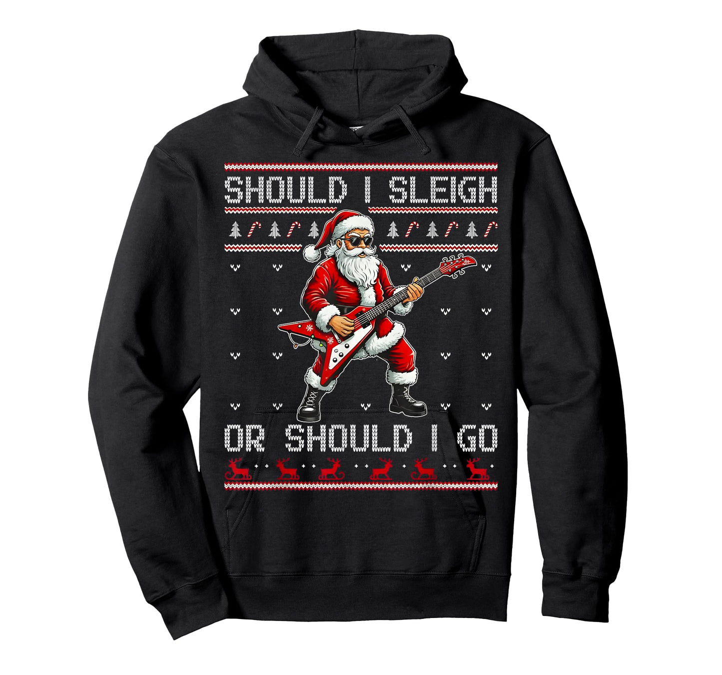 Should I Sleigh Or Should I Go Punk Rocker Santa Xmas Outfit T-Shirt