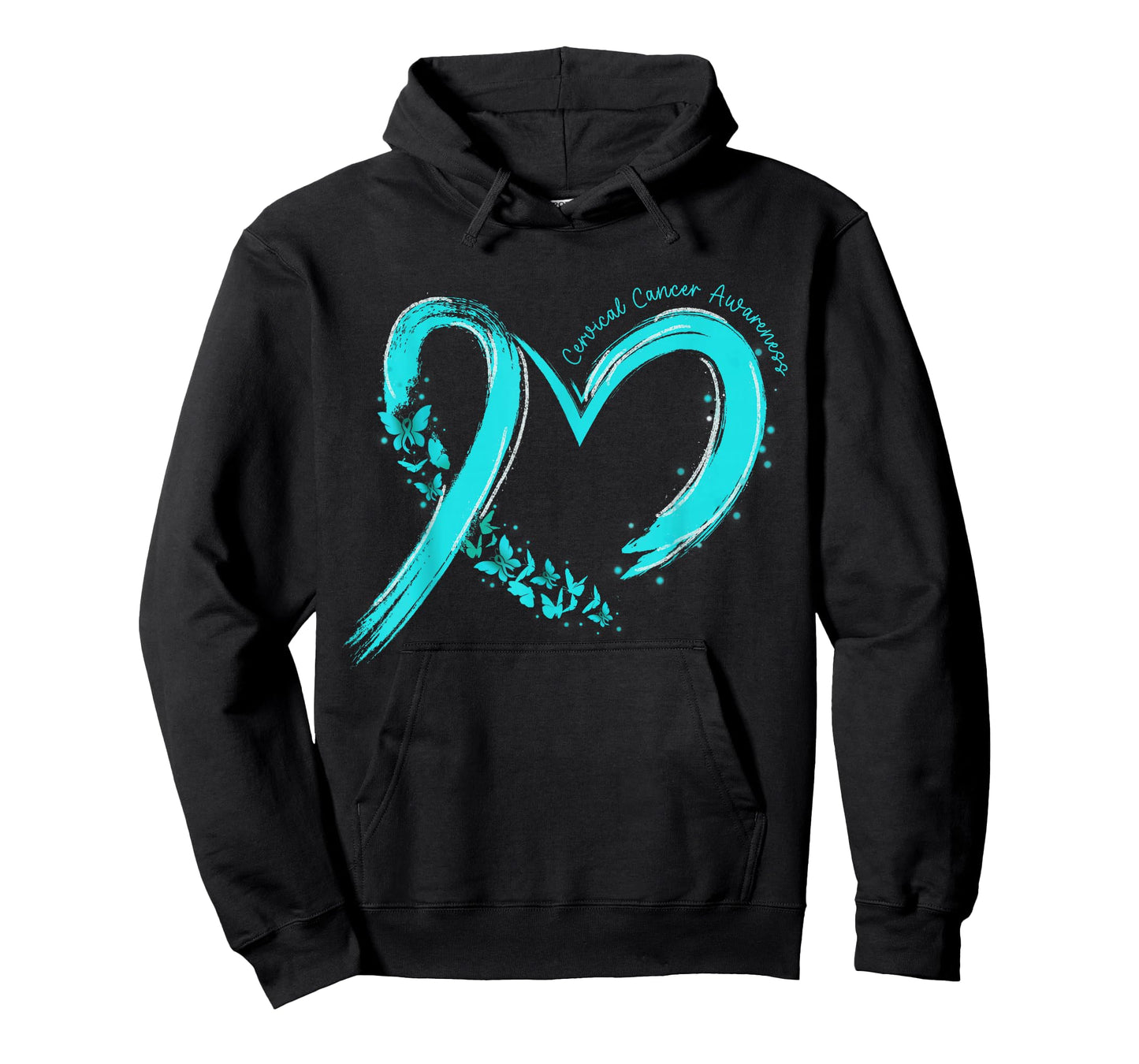 Cervical Cancer Awareness Heart Ribbon Teal Family Support T-Shirt