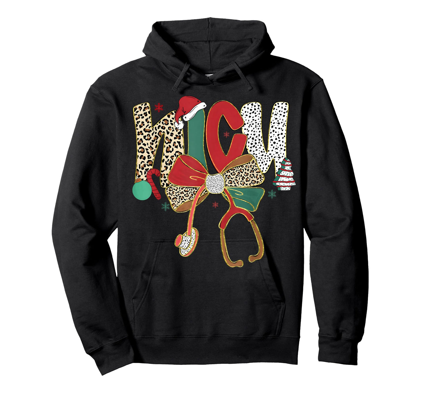 NICU Nurse Merry Christmas Coquette Bow Leopard Men Women T-Shirt