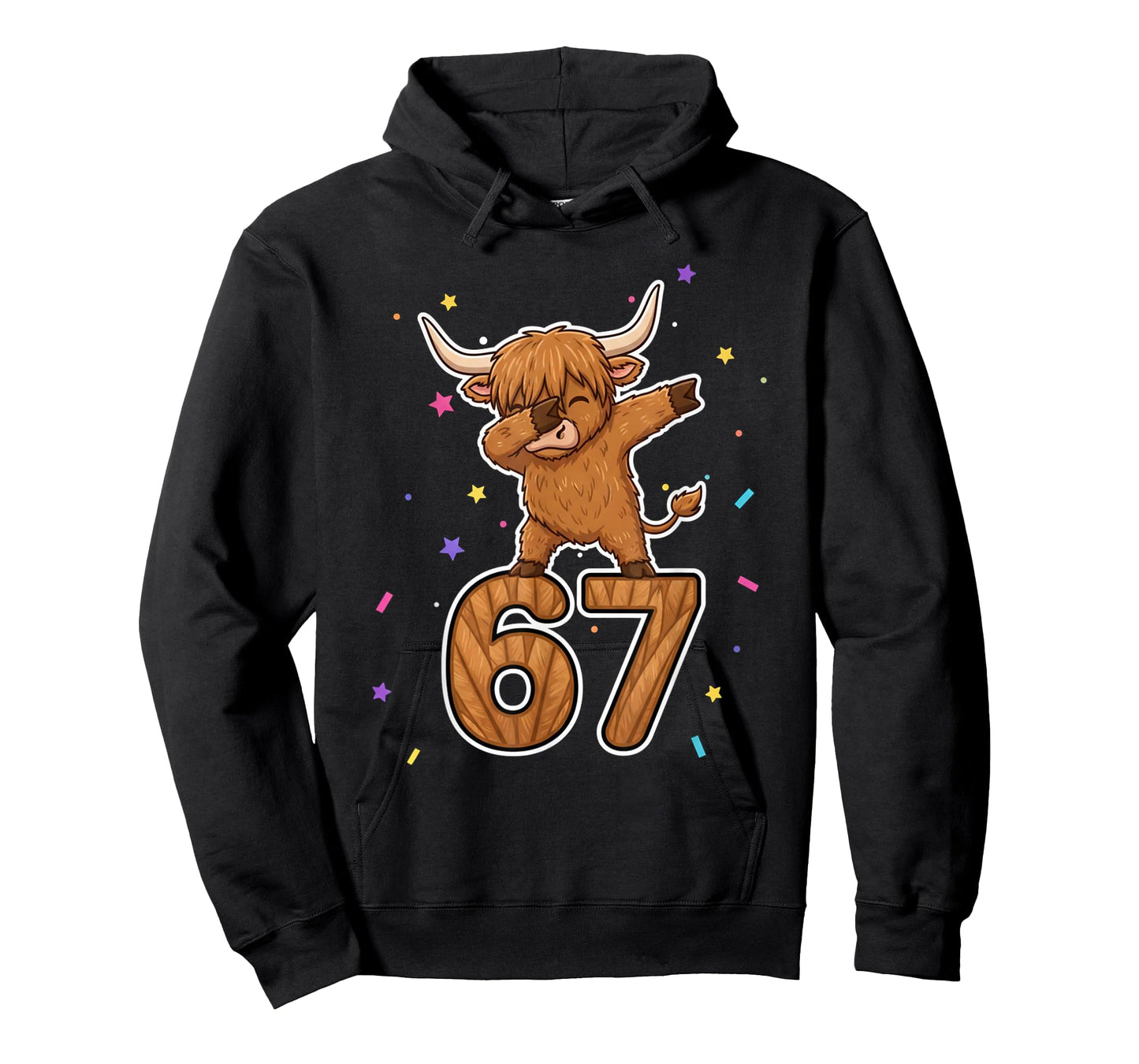 Dabbing 67 Highland Cow 67 Funny Six Seven Gen Z Slang Meme T-Shirt