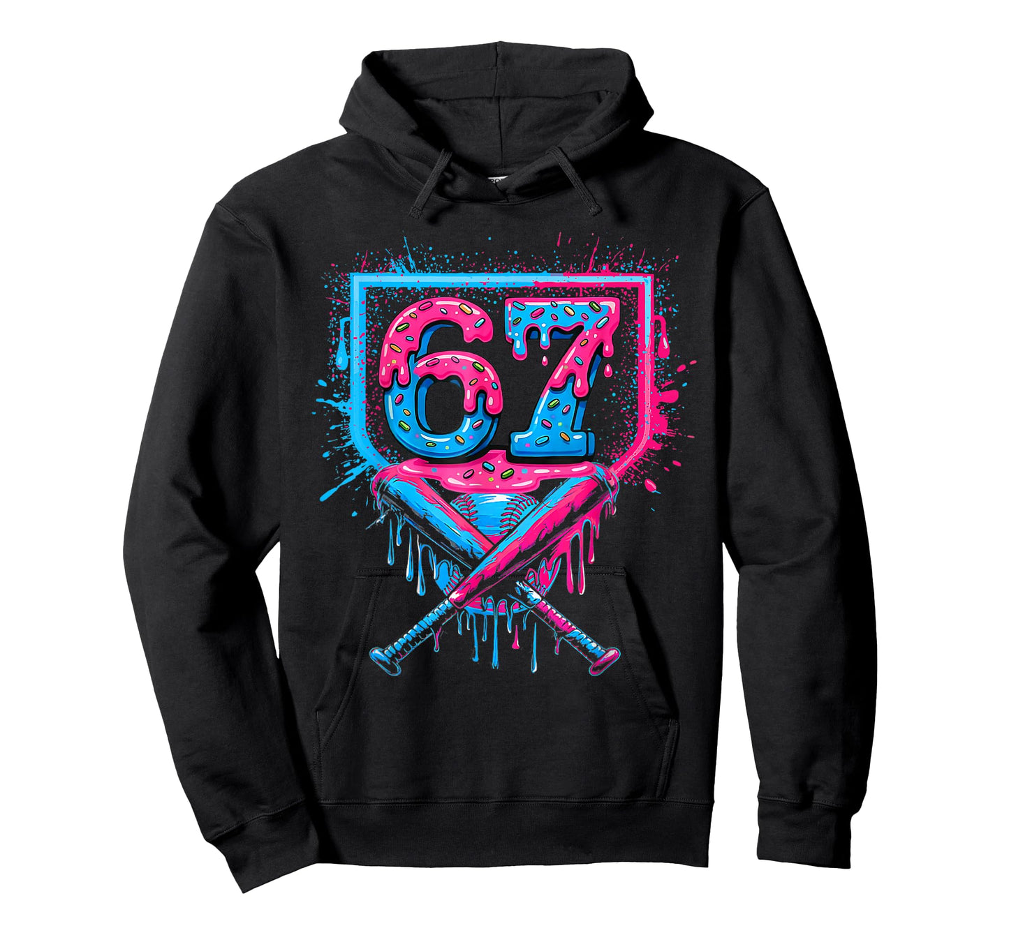 Baseball Ice Cream Drip Number 67 Player 67th Birthday T-Shirt