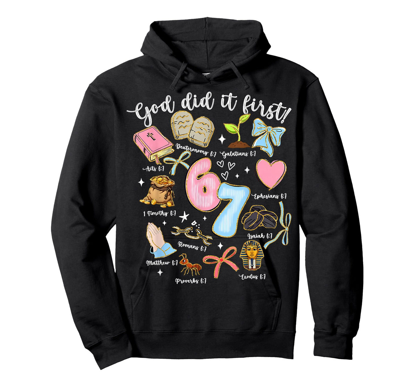 Vintage God Did It First 67 Six Seven Meme Christian Bible T-Shirt