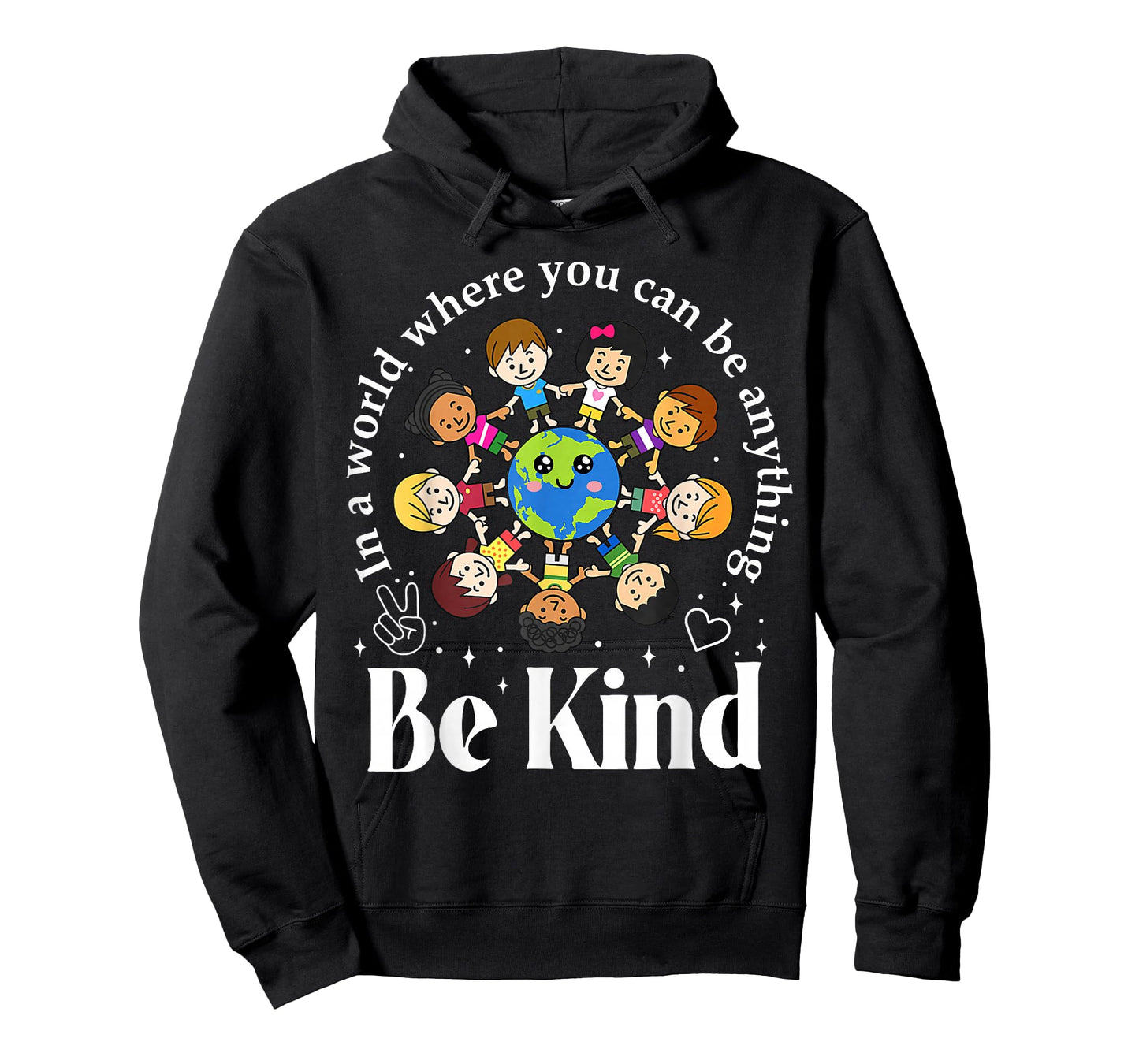 in A World Be Kind Kids Earth World Kindness Day Teachers T-Shirt