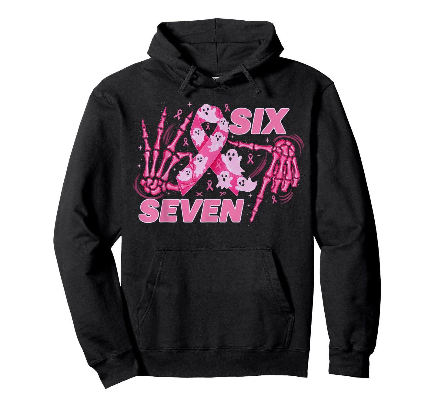 Six Seven 67 Meme Funny Skeleton Breast Cancer Awareness T-Shirt