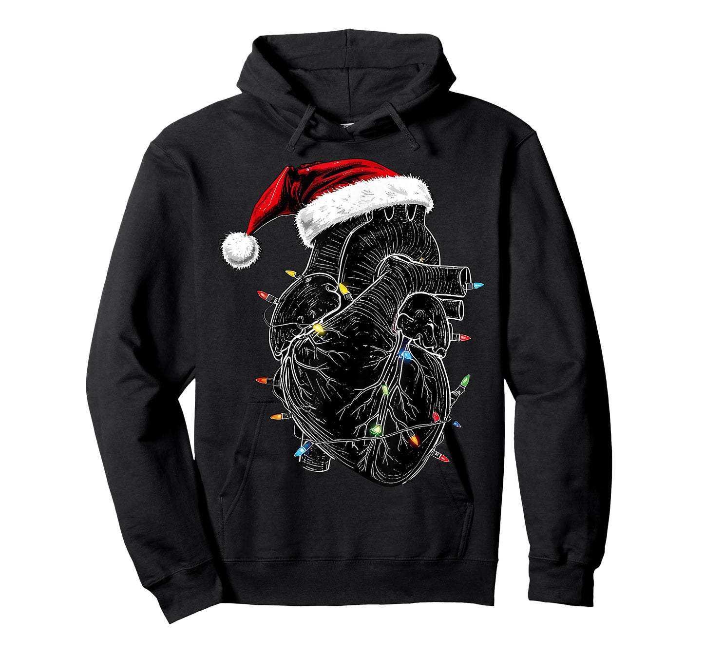 Heart Anatomy Santa Hat Christmas Light CVICU Crew Cath Lab T-Shirt