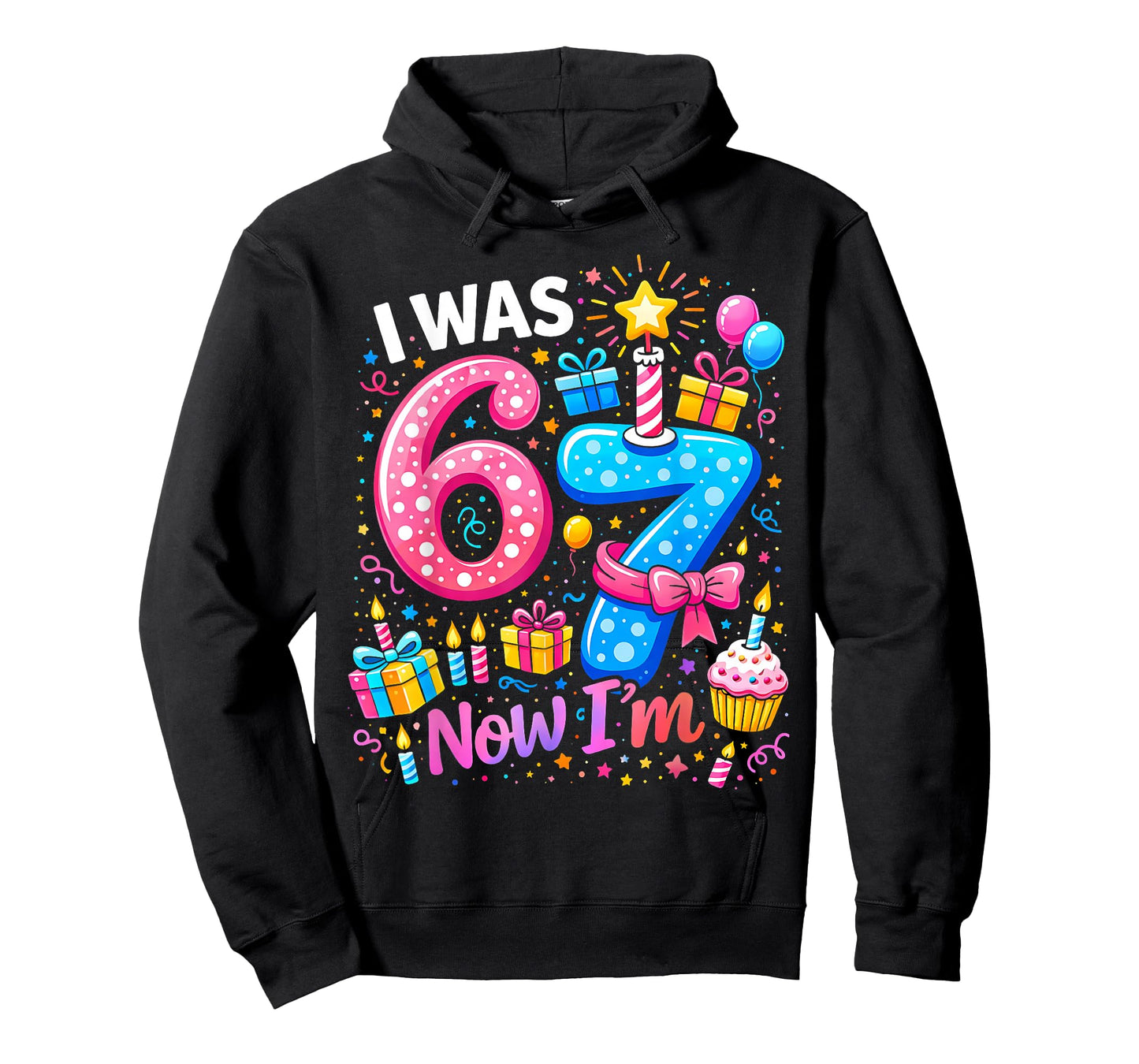 7th Birthday Girl I was 6 Now I'm 7 Years Old Girls Birthday T-Shirt