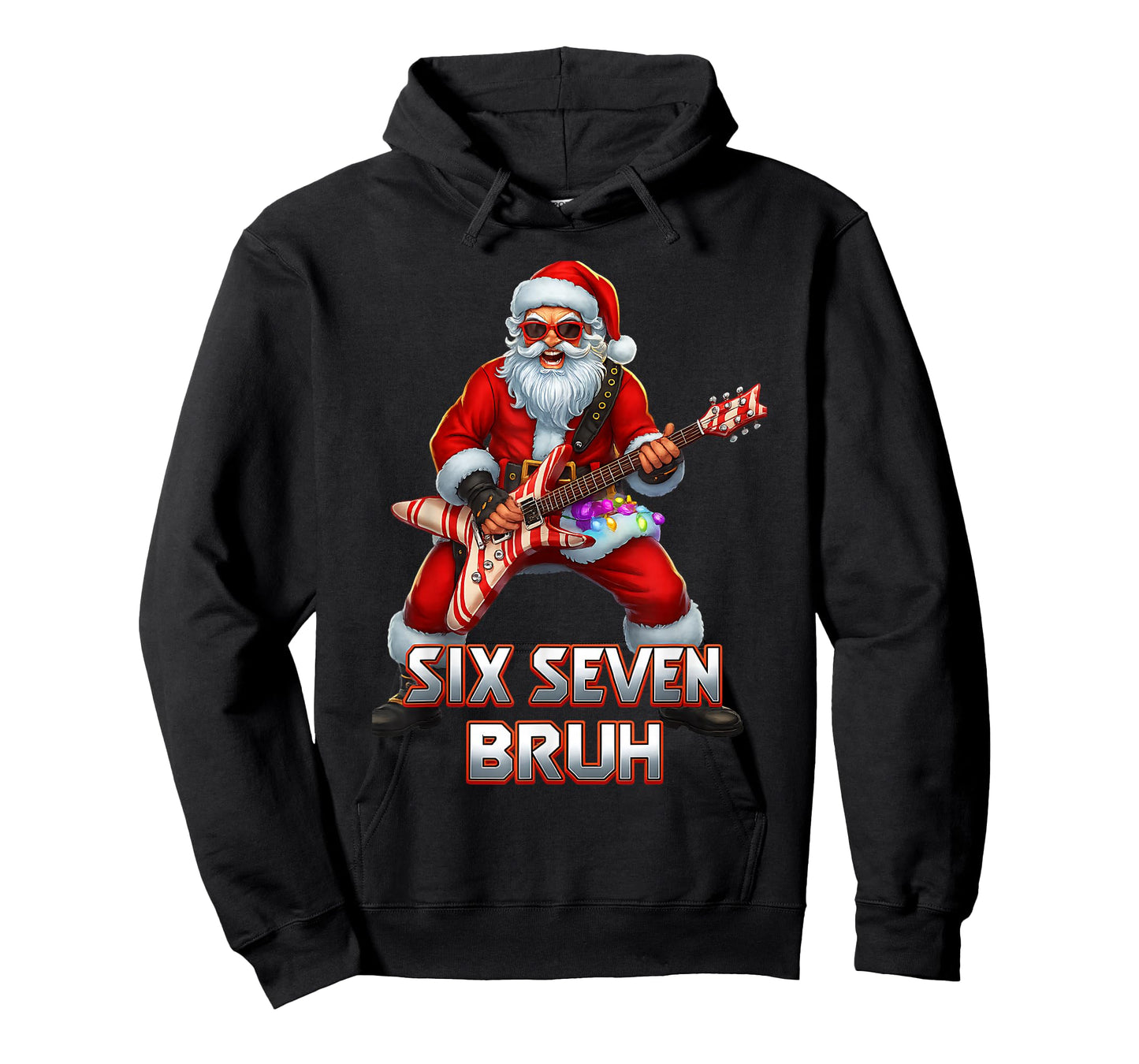 Funny Six Seven Christmas 6-7 Meme Rock Santa Six Seven Bruh T-Shirt