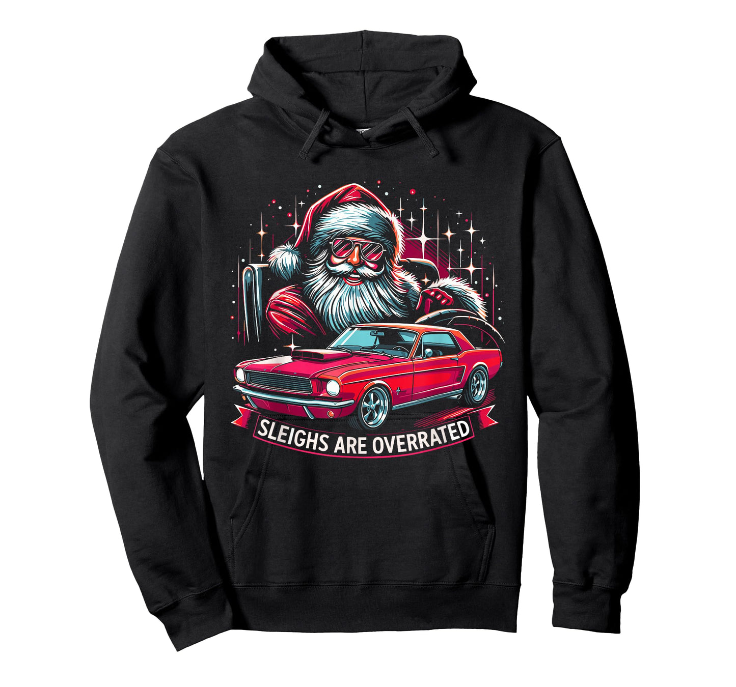 Classic Muscle Car Santa Hotrod V8 Enthusiast Christmas T-Shirt