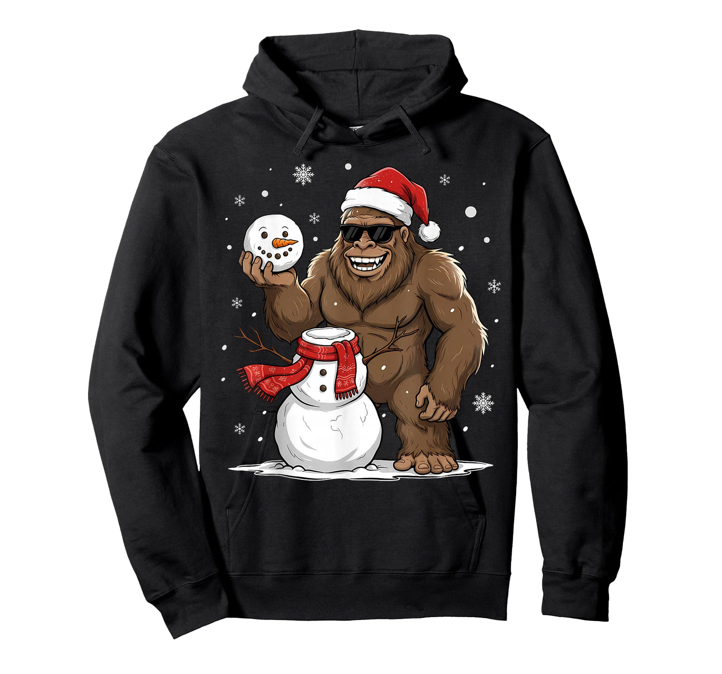 Bigfoot Santa Snowman Christmas Sasquatch Xmas Holiday T-Shirt