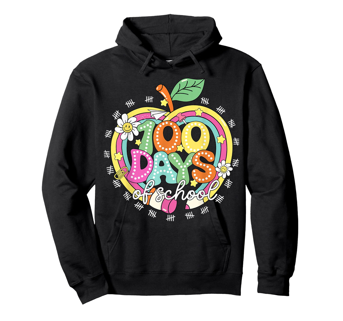 Happy 100 Days of School Apple Pencil Boys Girls Teachers T-Shirt