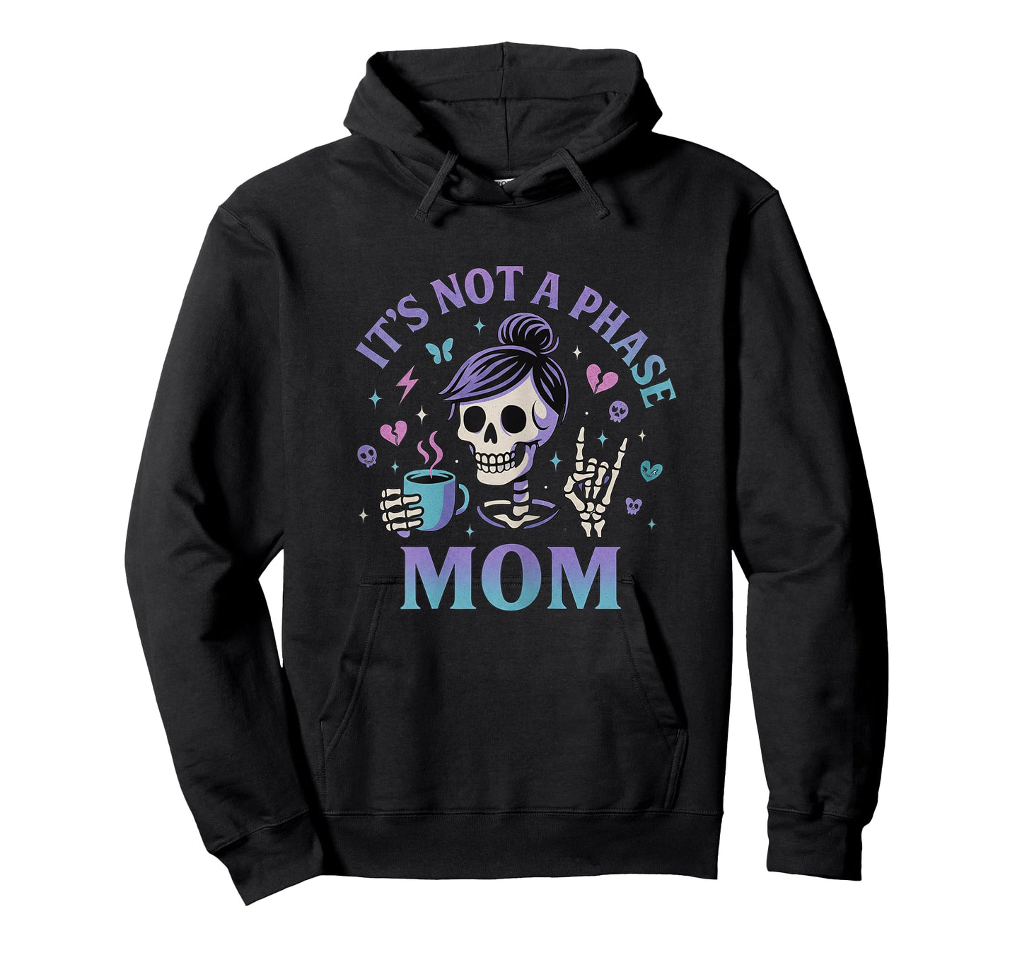 Womens It’s Not A Phase Mom Skeleton Coffee Funny Women Emo T-Shirt
