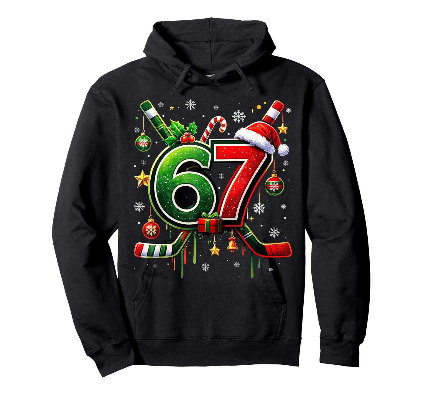 Funny 67 Six Seven Christmas Ice Hockey T-Shirt