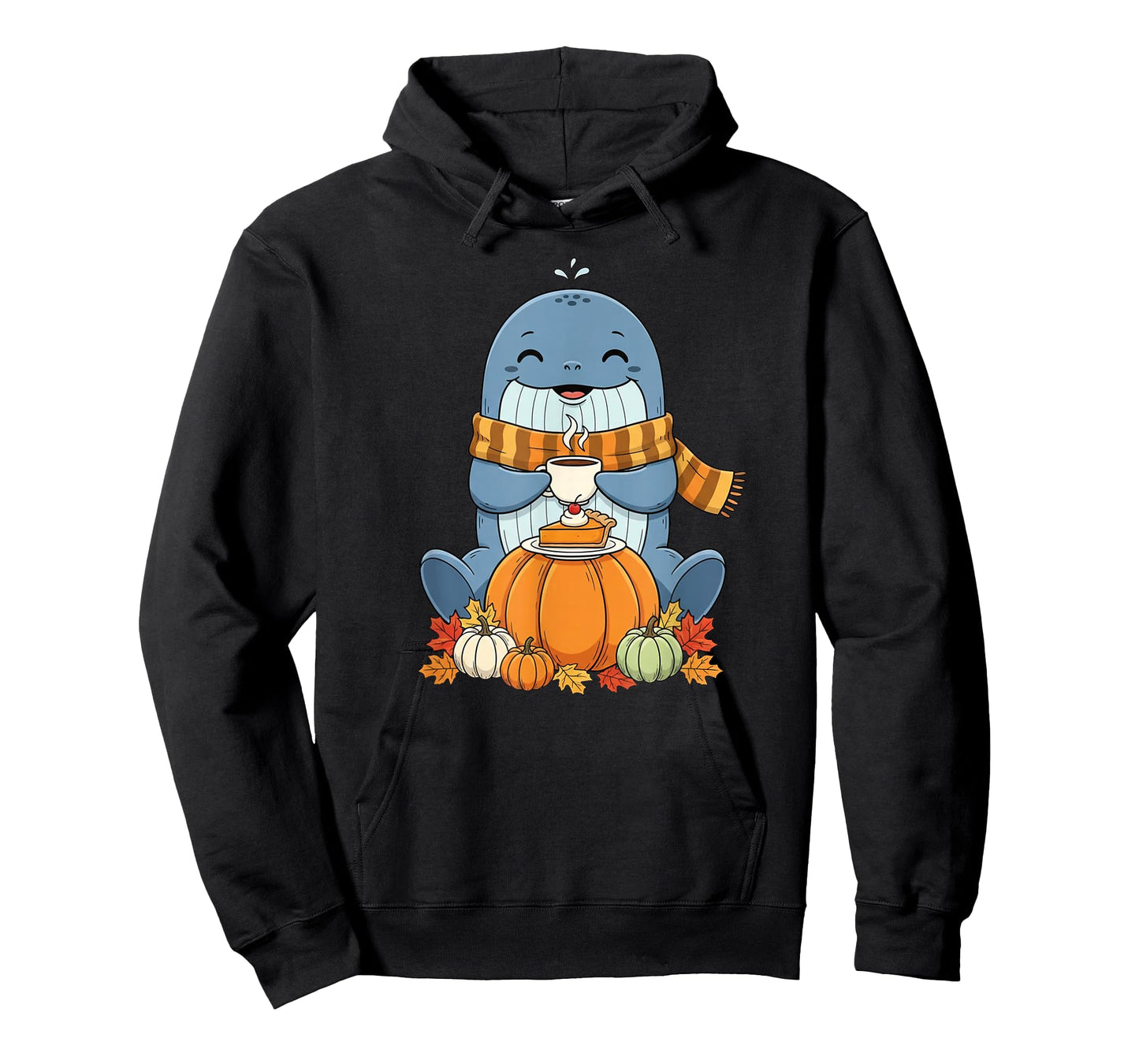 Funny Whale Coffee Autumn Thanksgiving Womens Mens Kids T-Shirt
