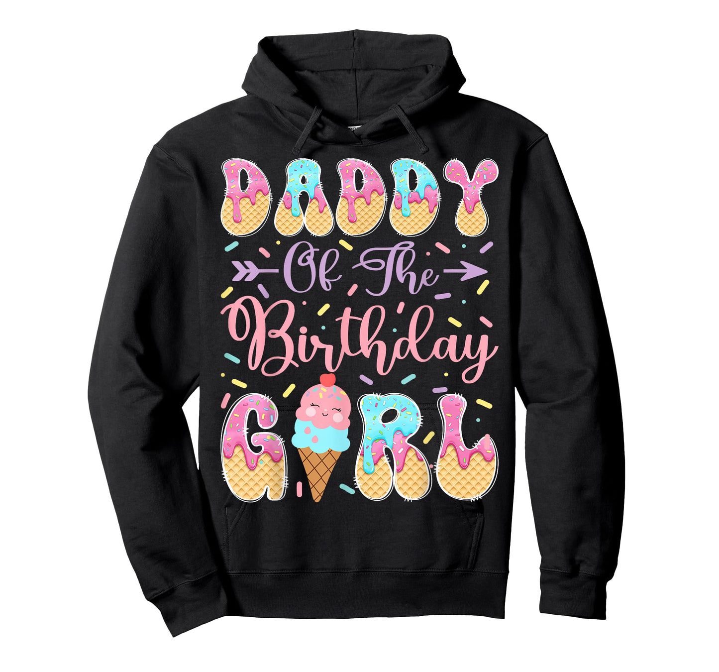 Daddy of The Birthday Girl Sweet Ice Cream Drip Matching T-Shirt
