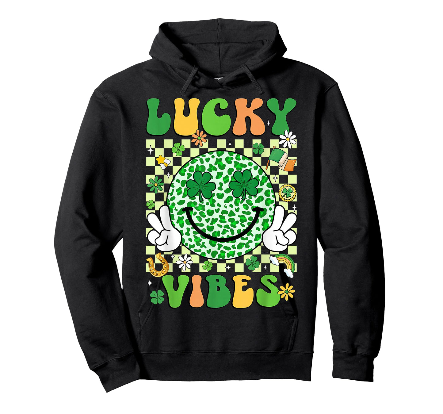 Groovy St Patricks Day Lucky Vibes Shamrock Women Men Kids T-Shirt