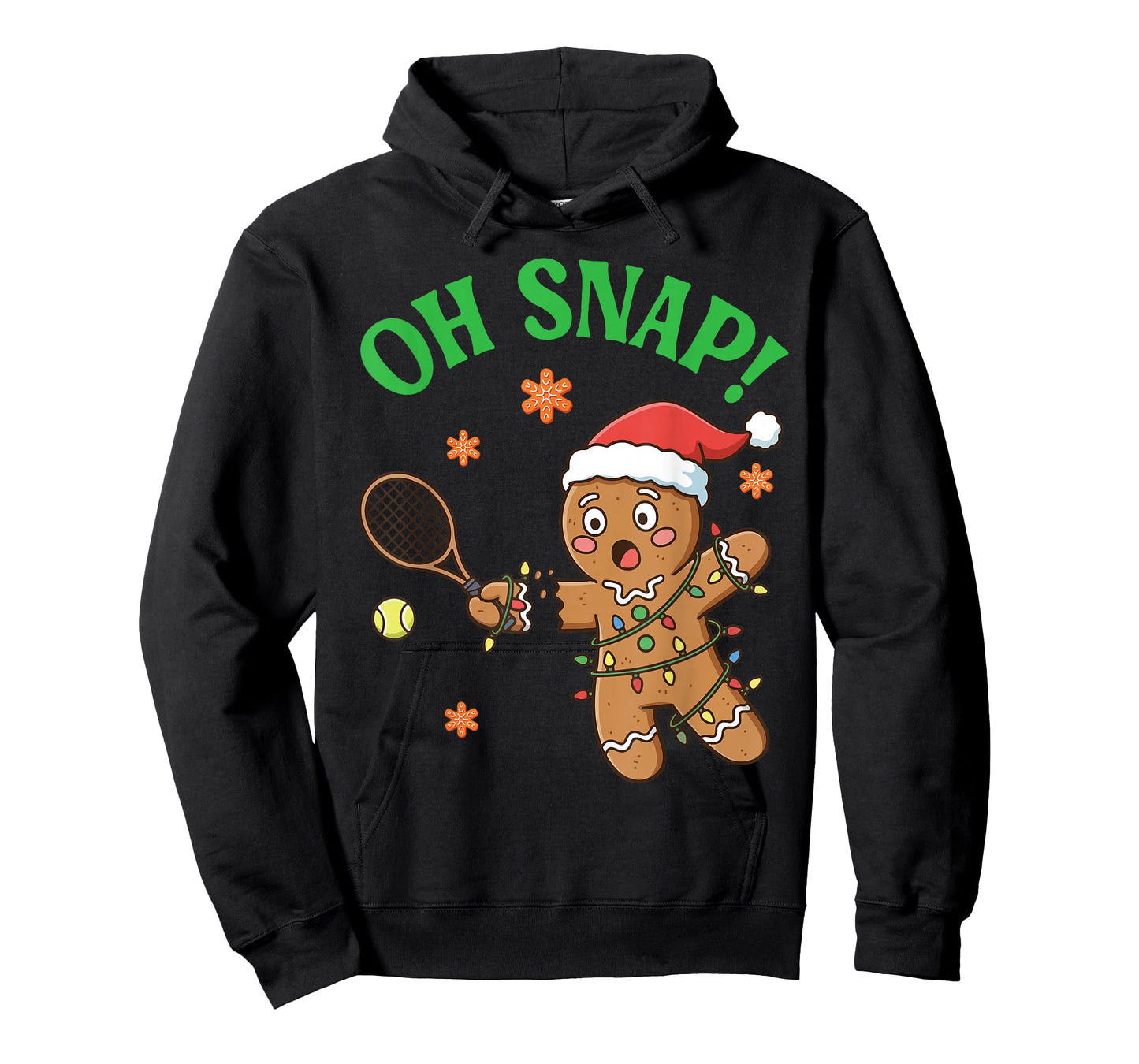 Funny Gingerbread Tennis Christmas Cookie Oh Snap Santa Hat T-Shirt