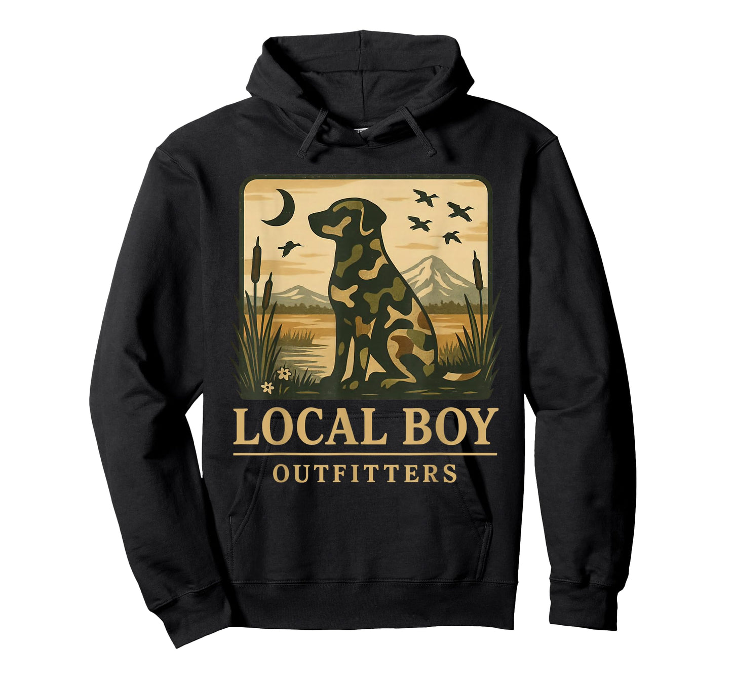 Camo Southern Local Boy Duck Hunting Black Lab Outdoor T-Shirt