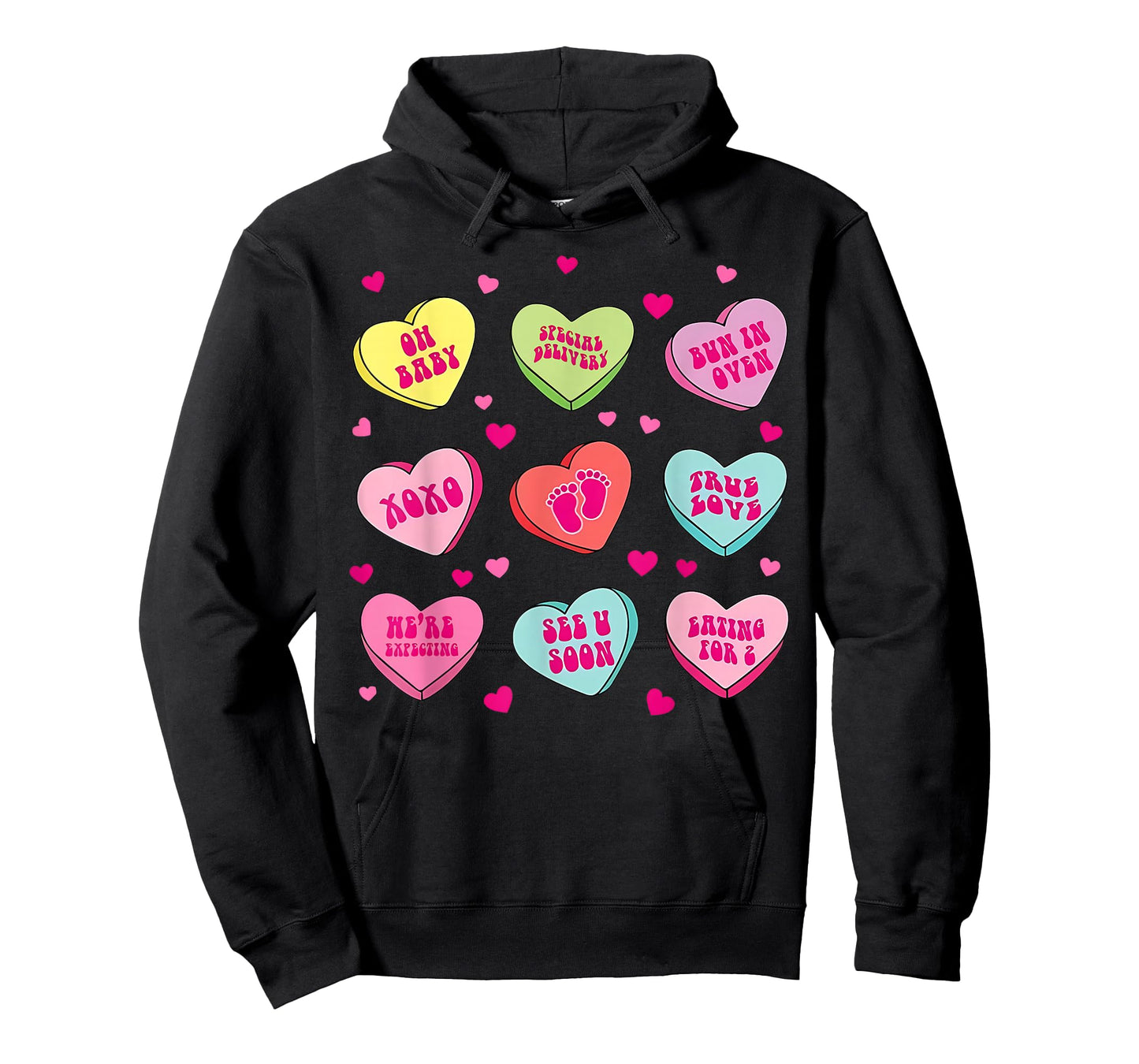 Pregnancy Announcement Valentines Hearts Candy Baby Reveal T-Shirt