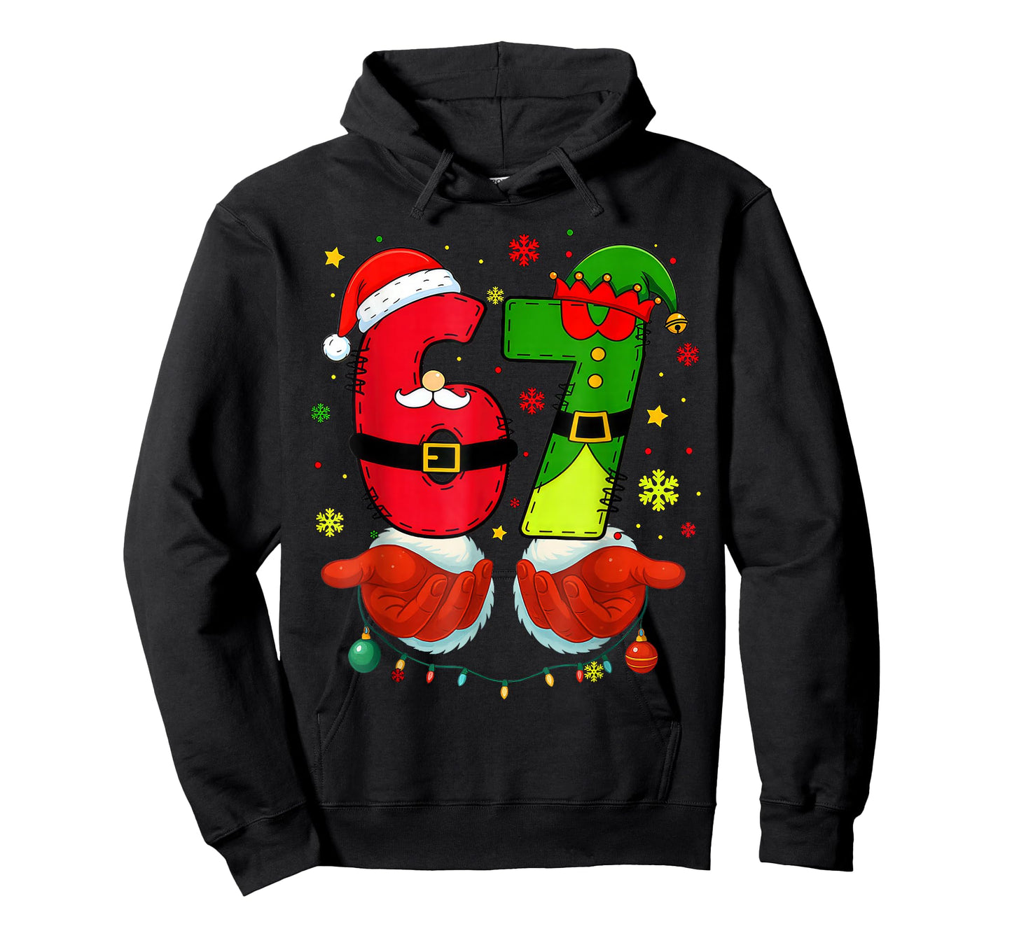 Funny Six Seven 67 Meme 6 7 Christmas Santa Hand Boys Teens T-Shirt
