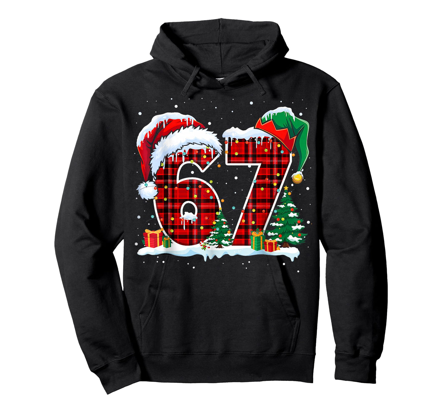 Funny Six Seven 6 7 Meme 67 Christmas Red Plaid Xmas Pajamas T-Shirt
