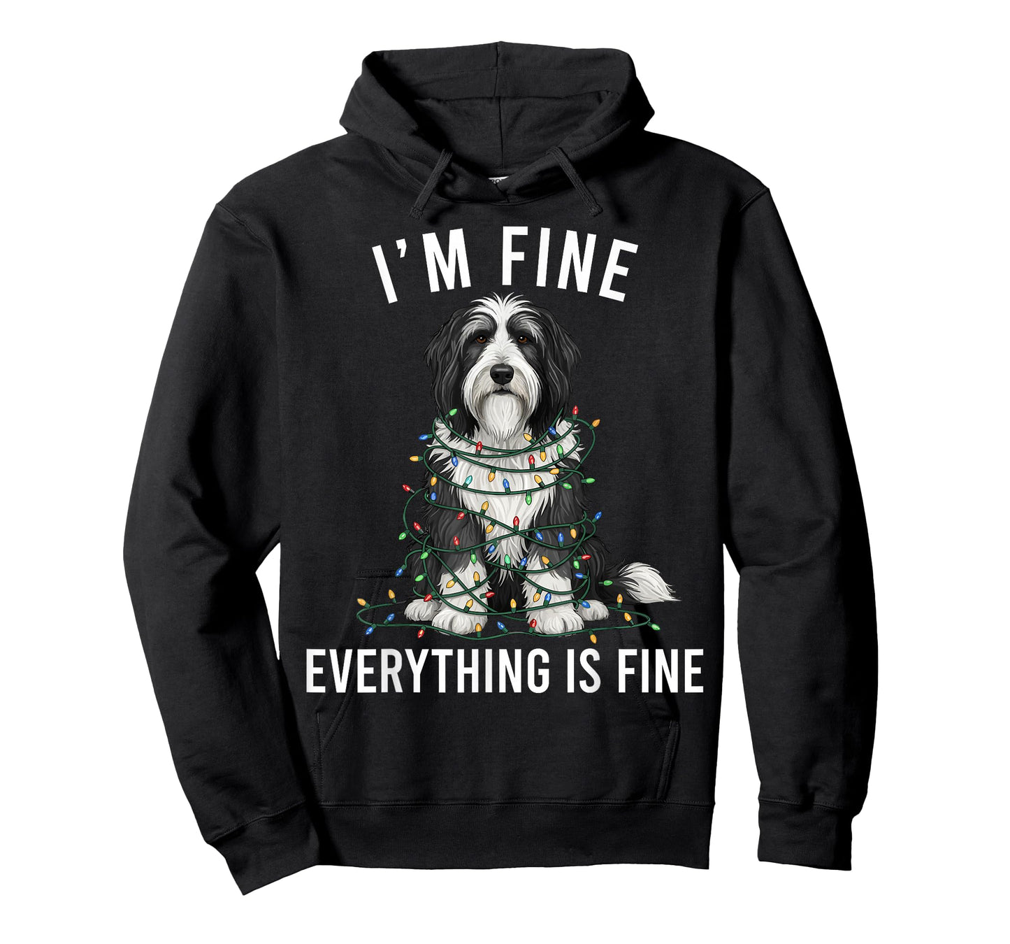 Bearded Collie Christmas I'm Fine Everything is Fine T-Shirt
