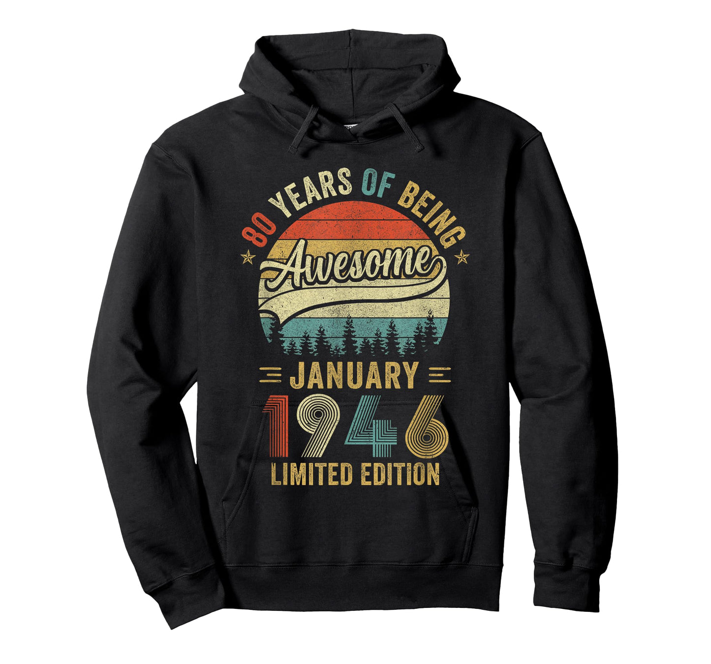 Vintage January 1946 Old 80Th Birthday Men Women T-Shirt