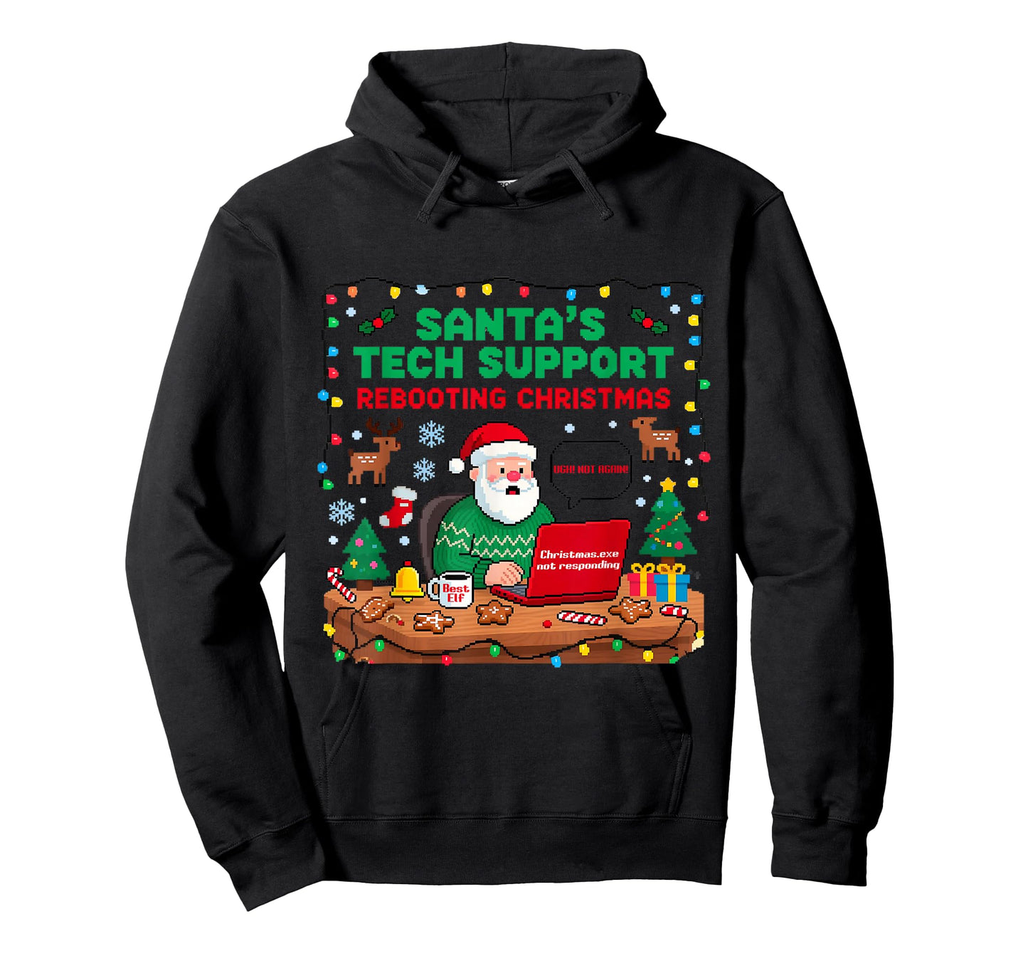 Funny Santa's Tech Support Rebooting Christmas Computer Meme T-Shirt