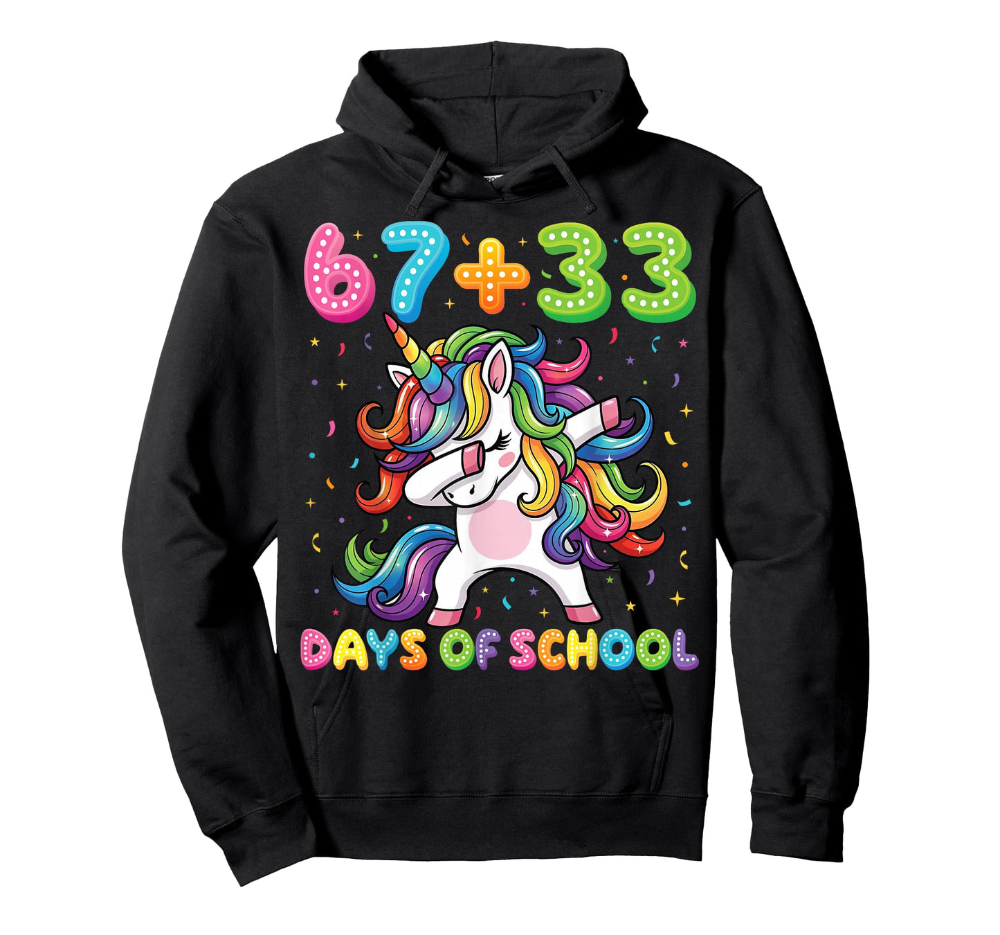 67+33 Days of School Unicorn Funny 6 7 Six Seven Girls Kids T-Shirt